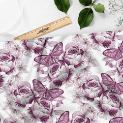 Ткань барби бабочки на розах