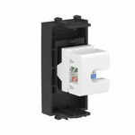 Компьютерная розетка RJ-45 без шторки модульная, кат.6А, "Avanti", "Черный матовый", 1 модуль