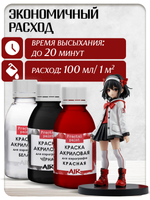 Комбо красок для аэрографа (белая+черная+красная) 3х50 мл