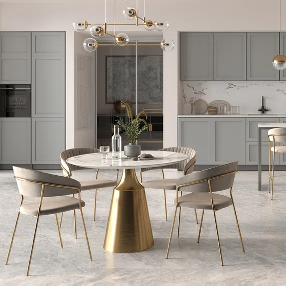 Полубарный стул Turin бежевый с золотыми ножками