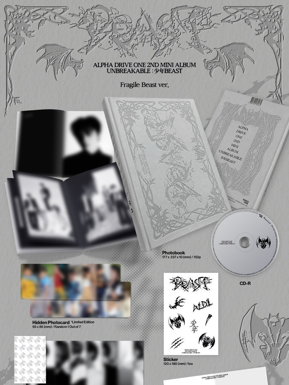 (ПРЕДЗАКАЗ) Альбом ALPHA DRIVE ONE - UNBREAKABLE : BEAST 2nd Mini Album FRAGILE BEAST Version