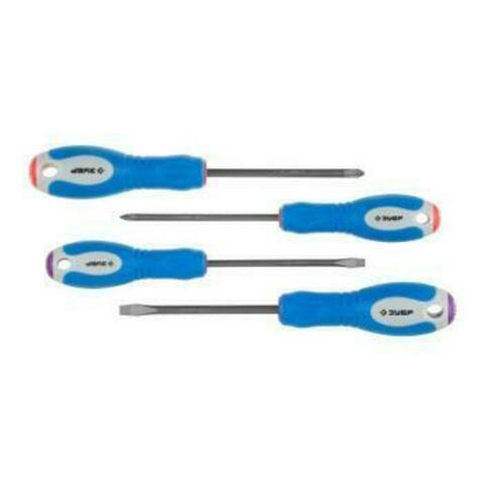 25255-H4 Набор ЗУБР Отвертки 3-комп. рукоятка магнит наконечник Сr-V 4 предмета