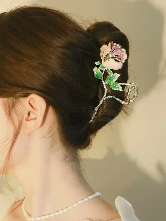 Заколка крабик краб для волос женский детский цветок роза