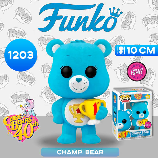 Фигурка Funko POP! Animation Care Bears 40th Champ Bear w/(FL) Chase (1203) 61555 / Фигурка Фанко ПОП! по мотивам мультсериала "Заботливые мишки"
