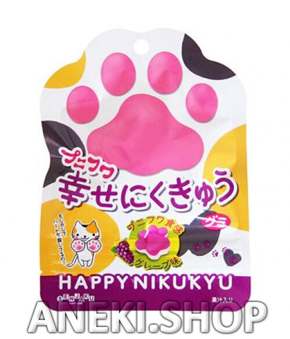 Мармелад жевательный в форме кошачьих лапок со вкусом винограда 30 г Happy Nikukyu Senjaku