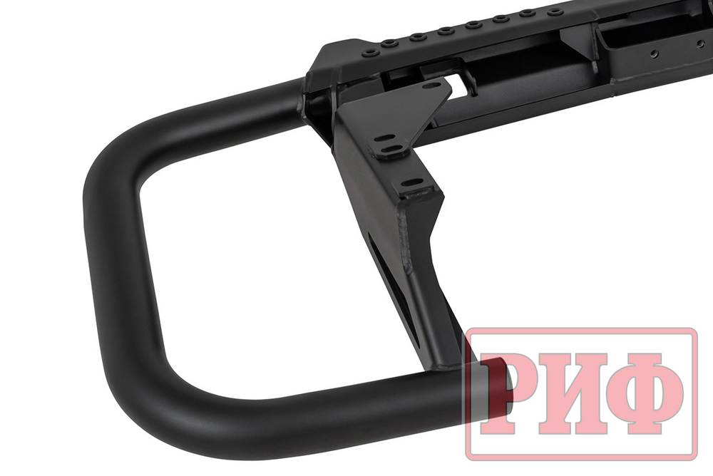 Бампер силовой задний Toyota Land Cruiser 200 2007-2015 c квадратом под фаркоп и калиткой, стандарт РИФ