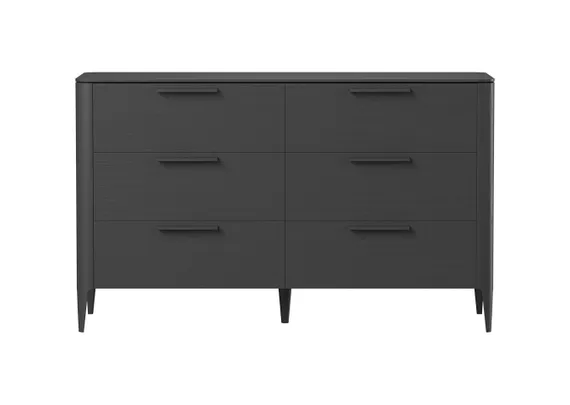 Комод Type 6 ящиков, массив дуба, 140 см (черный)