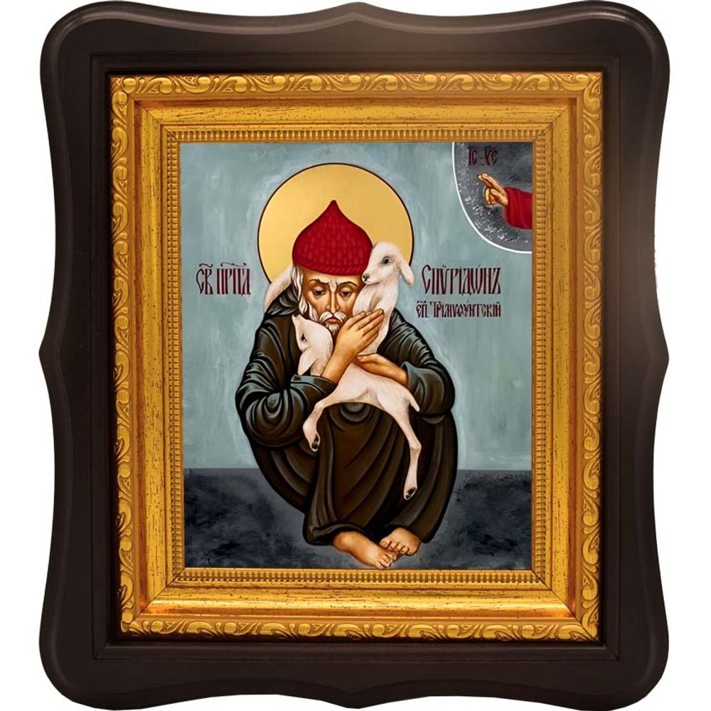 Спиридон с овечками. Икона на холсте.