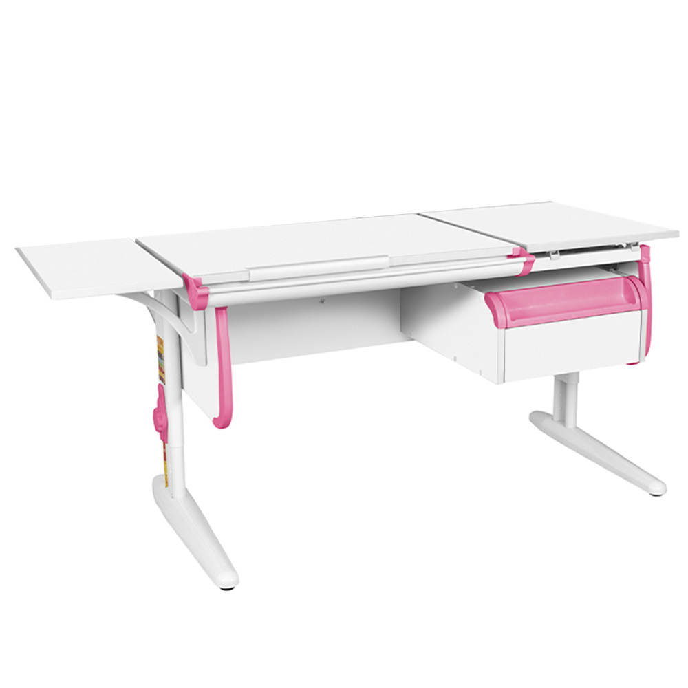 Растущая парта с навесной тумбой и короткой боковой полкой Дэми СУТ 25-04-БК1 (1500×610 мм)