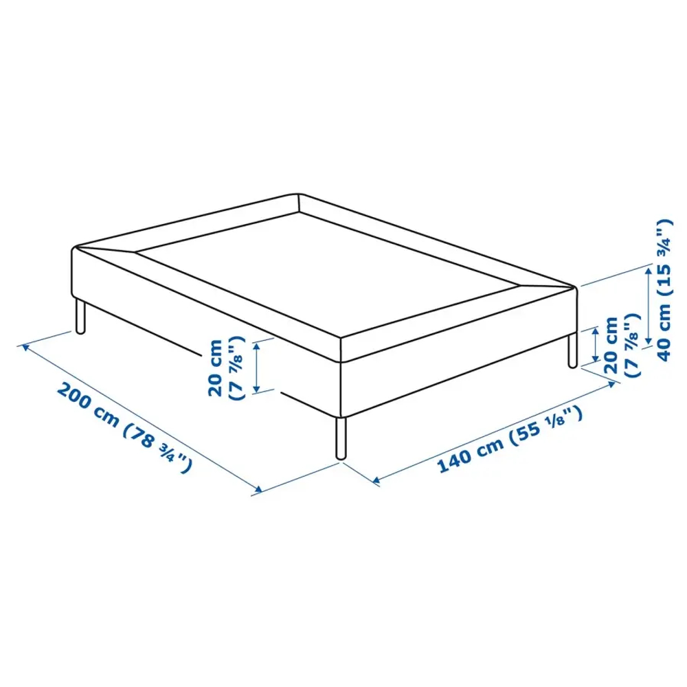 Каркас кровати - LYNGÖR / LYNGОR IKEA/ ЛЮНГЕРЬ ИКЕА, 140х200 см, серый