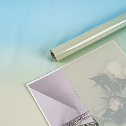 Пленка матовая/глянцевая "Gradient Flow" 58см*10м Голубая/Зеленый чай