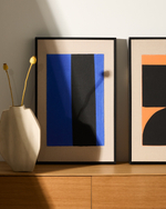 Zernu Абстрактная картина с синими и чёрными вертикальными линиями 42 x 65 см