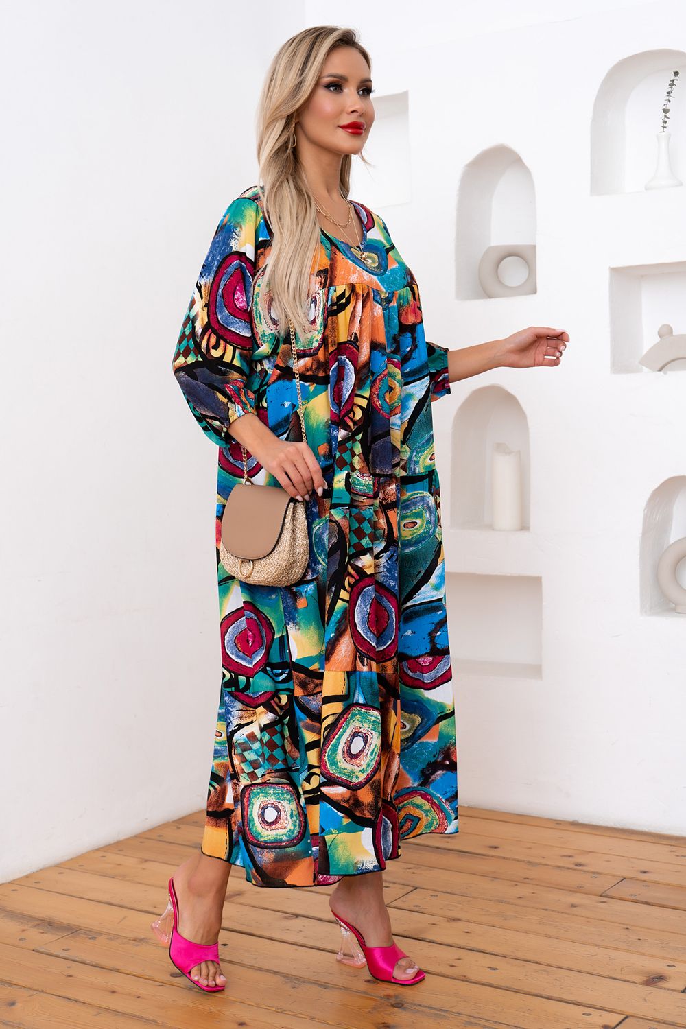 Платье Серенада (абстракция/яркий) Р11-1044/8 Nikol (Акция)