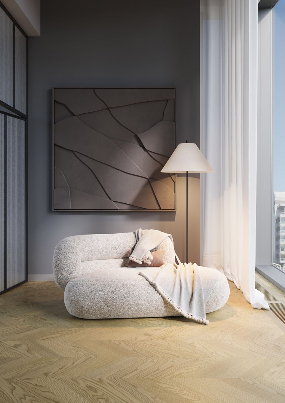 Fargo Quartz Parquet Французская Елка Дуб Флэт Уайт, 1,12 м²