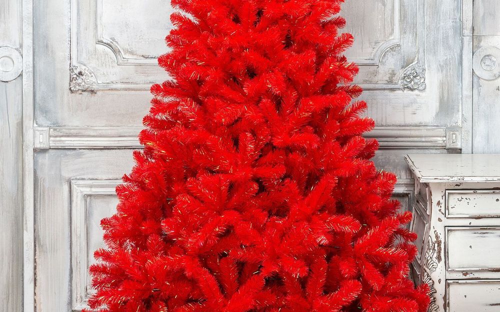 Искусственная красная елка «Искристая красная» (пвх) 240 см / 2.4 м