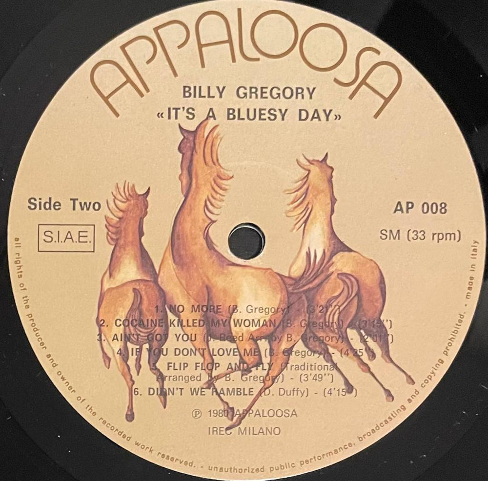 Bill Gregory- It's A Bluesy Day (Италия 1980г.)