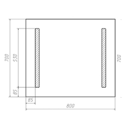 Зеркало Домино Good Light-2 800х700х20 мм сенсорное с подсветкой (GL7014Z)