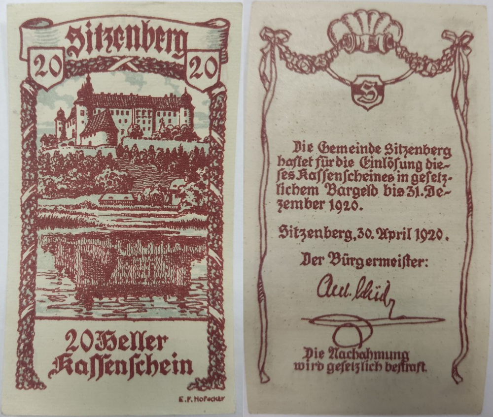Австрия 20 геллеров Зитценберг 1920 aUNC
