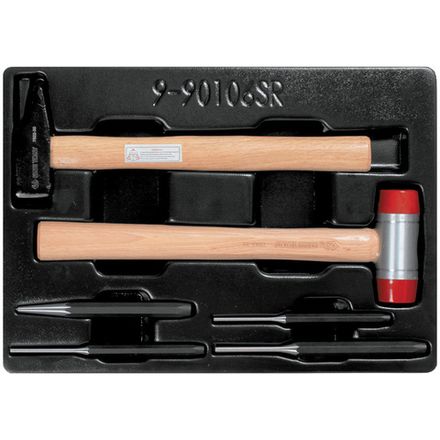Цена на KING TONY (9-90106SR) Набор выколоток и керн с молотками, ложемент, 6 предметов
