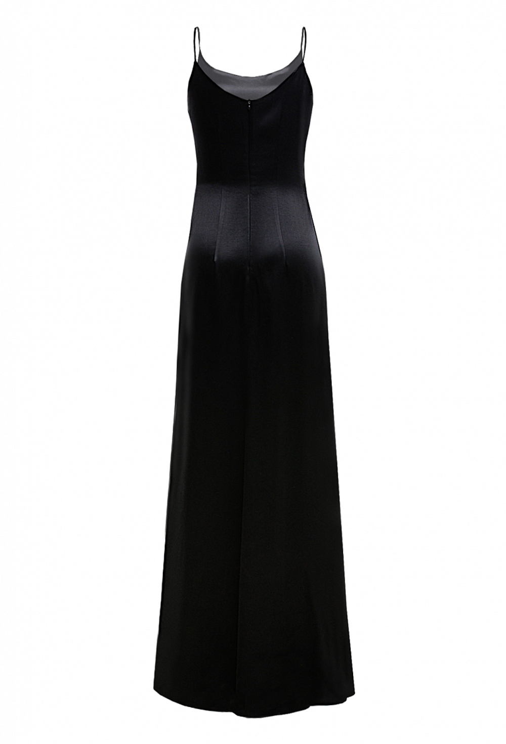 Платье в пол на тонких бретелях черное 22-02-24 SS