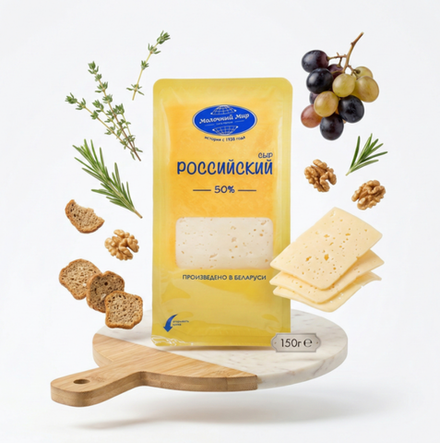 Сыр Российский особый 50% 150г Молочный Мир, Беларусь