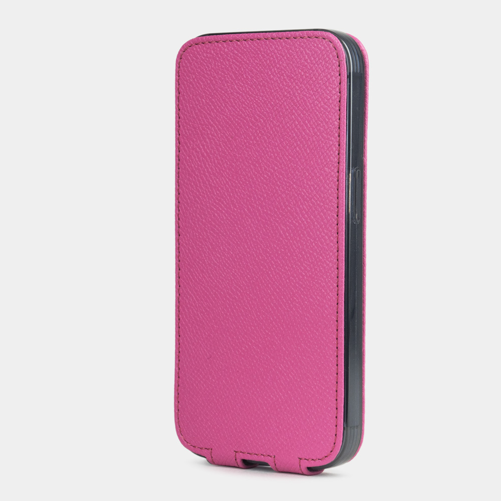 Чехол для iPhone 15 Pro Max из кожи сафьяно, цвета фуксии