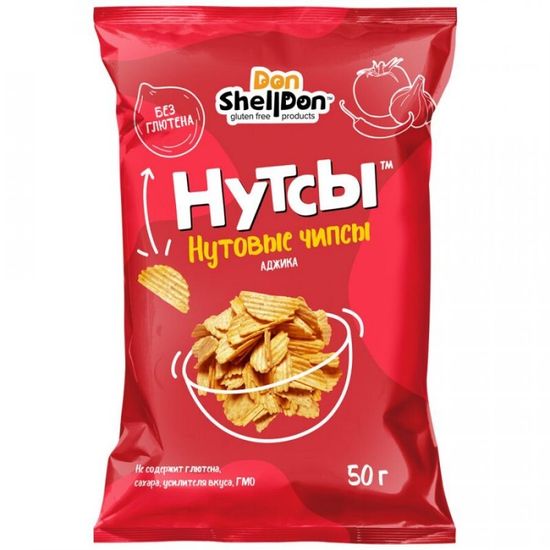 Чипсы нутовые НУТСЫ безглютеновые со вкусом аджики, 50г.