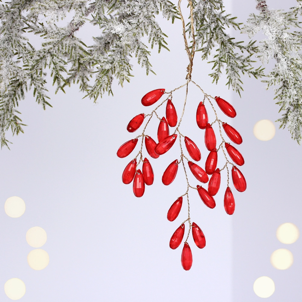 Ветка декоративная «Волшебство ночи» 20 см, Красный