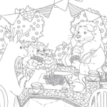 In the forest of a Fairytale full of flowers. Coloring Book