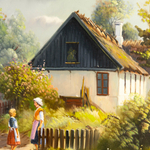 Картина «Праздник в саду» Kjeld Krautwald (1919-2000)