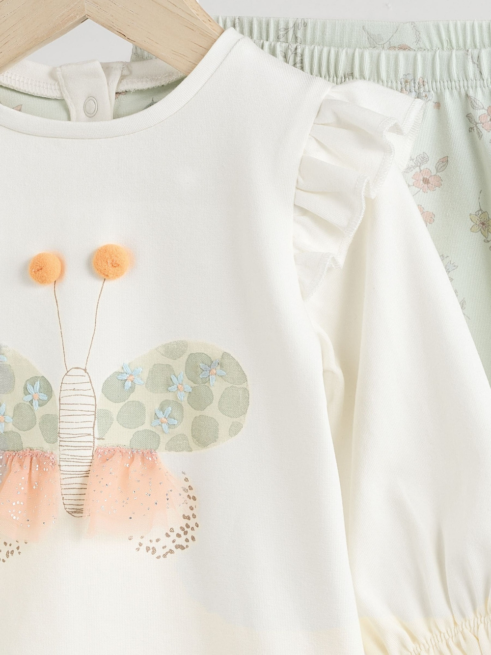 Лонгслив и легинсы в комплекте для малышей Next E66-472, Светло-зеленый, Молочный