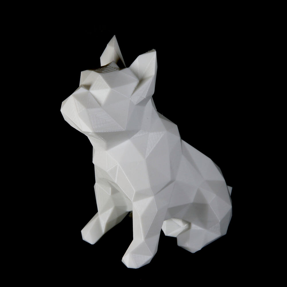 Фигурка БУЛЬДОГ, низкополигональная, дизайнерская. Low Poly Bulldog 24 см., белая