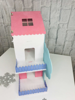 Домик для кукол 3-х этажный ДЕРЕВЯННЫЙ окрашенный Арт. ДО-0017
