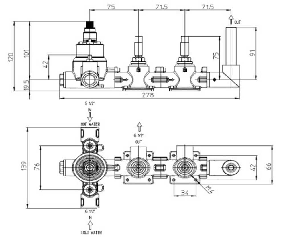 Bossini Apice скрытая часть смесителя для ванны Z00521/Z00523