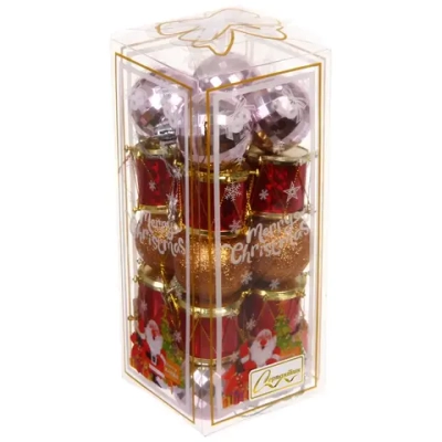 Набор украшений «Зимний звон» 19.5*8*8 см (20 предметов), Красный/розовый