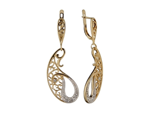 "Малика" серьги в золотом покрытии из коллекции "Ист бум" от Jenavi с английским замком