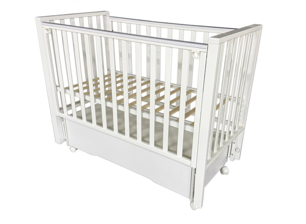 Кровать Антел NICOL цвет белый, маятник+колеса, автостенка, ящик + МАТРАС ортопедический