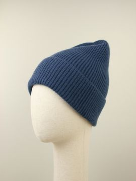 Шапка вязаная "Прогулка с корги", 100% шерсть ягнёнка, цвет джинсовый.