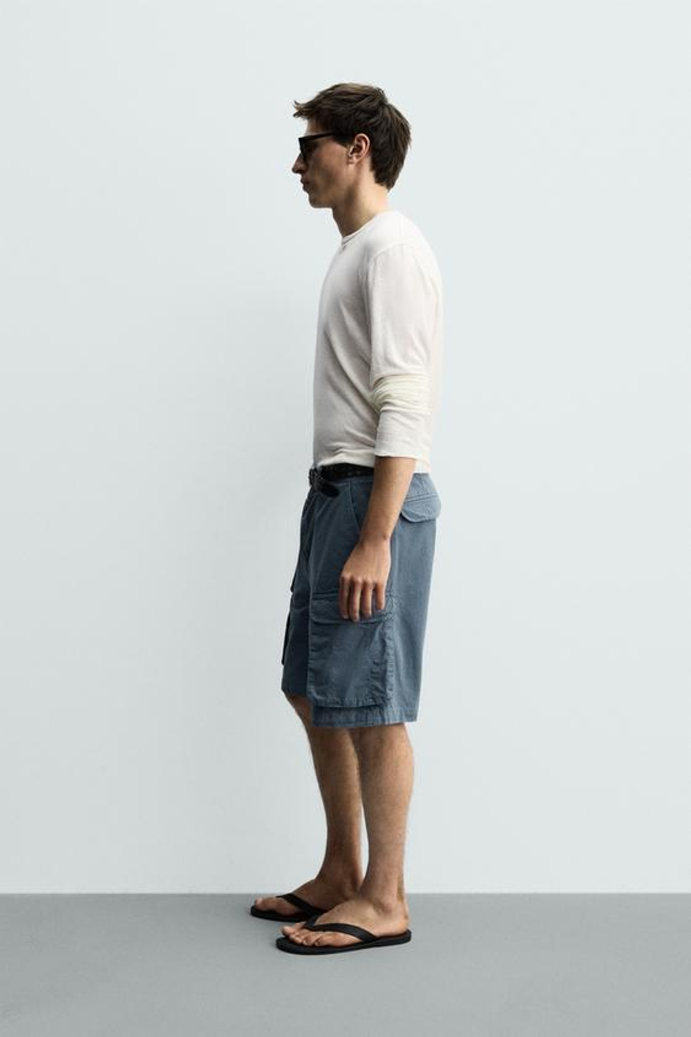 ZARA ШОРТЫ КАРГО RELAXED FIT, СИНИЙ