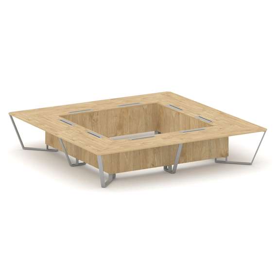 Steel Meet Стол переговорный квадратный KDK-PR.B.SP-20K2 Тиквуд Светлый/Металл Серый 4000*4000*750