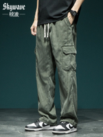 Летние тонкие карго-штаны, мужские прямые свободные брюки большого размера, повседневные длинные брюки, рабочая одежда, универсальные спортивные брюки для мужчин