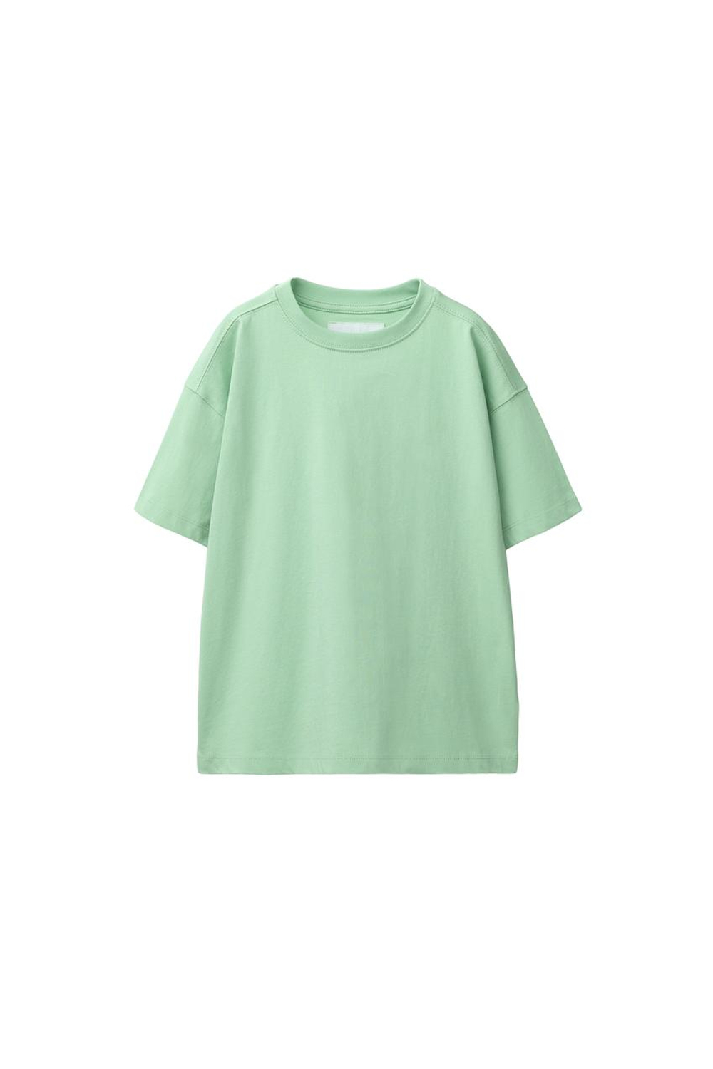 ZARA БАЗОВАЯ ОДНОТОННАЯ ФУТБОЛКА, СВЕТЛО-ЗЕЛЕНЫЙ