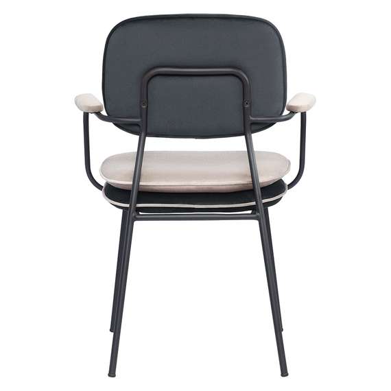 Стул с подлокотниками и контрастным кантом pea, велюр, темно-серый/бежевый