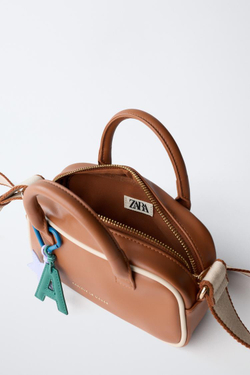 ZARA СУМКА С БРЕЛКАМИ, КОРИЧНЕВЫЙ