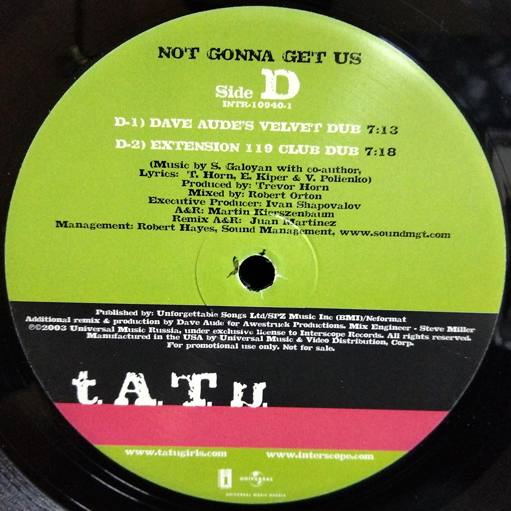 t.A.T.u. / Not Gonna Get Us (2x12" Vinyl Single)