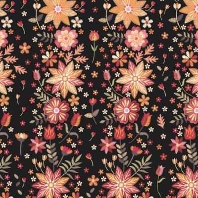 Оранжевые цветы на черном