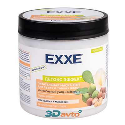 EXXE Маска д/волос 2в 1 Детокс эффект питательный 500мл.