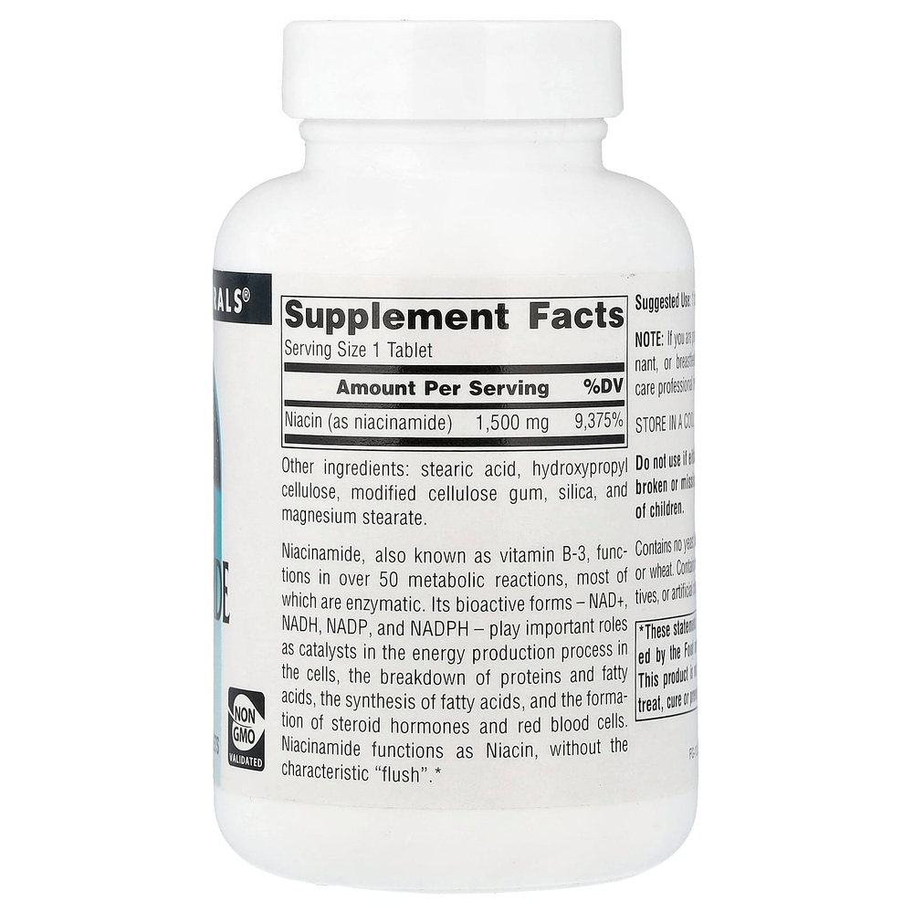 Source Naturals, никотинамид B3, 1500 мг, 50 таблеток