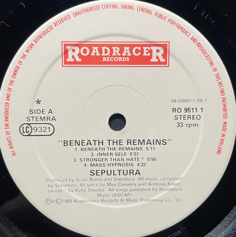 Sepultura ‎– Beneath The Remains (Голландия 1989г.)