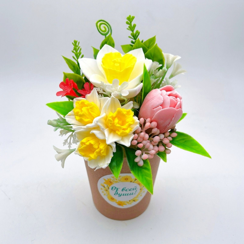 Мини-букет из мыла "Весна крафт роуз"